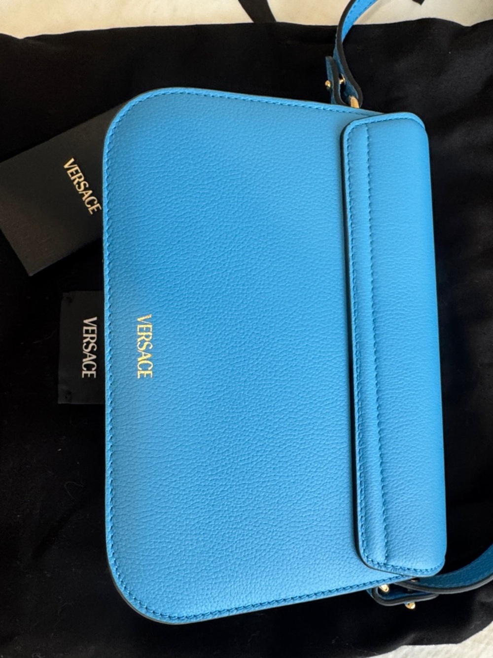 Versace Teal Blue Leather Medusa Crossbody Bag - Picture 3 of 3